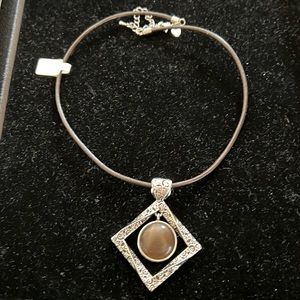 Lia Sophia necklace with brown stone and chain
